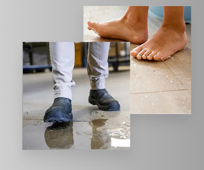 glissance pieds chaussés et pieds nus